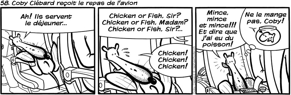 58. Coby Clébard reçoit le repas de l'avion