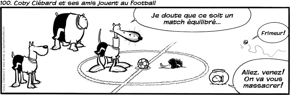 100. Coby Clébard et ses amis jouent au football