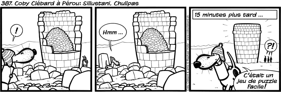 387. Coby Clébard à Pérou : Sillustani, Chullpas